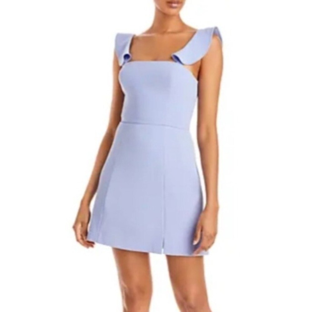 French Connection Whisper Ruffled Strap Dress Periwinkle Blue 2 71MZT Mini